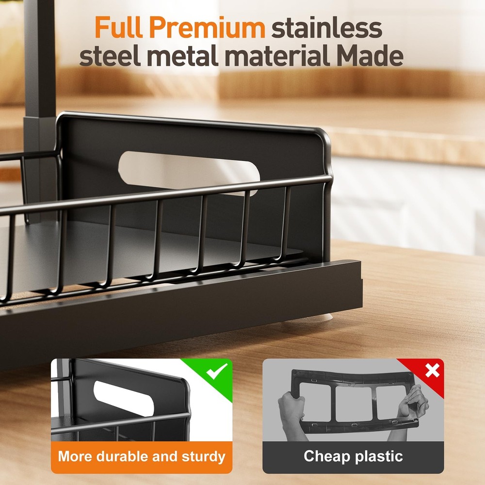 Under Sink Organizer 2 Packmetal Pull Out Cabinet Organizer Shelfkitchen Bathroo