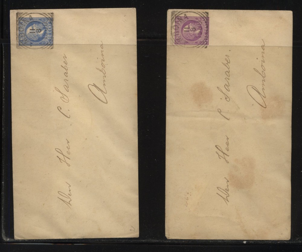 Netherlands  Indies  2 postal envelopes  used,  local use      MS0911