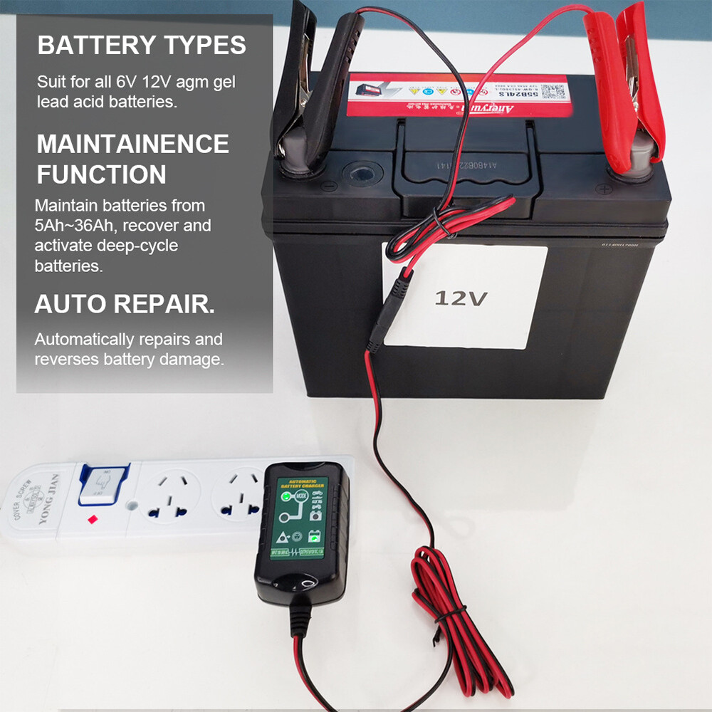 4Pack 6V 12V Automatic Battery Charger Maintainer Trickle Float Motorcycle Car