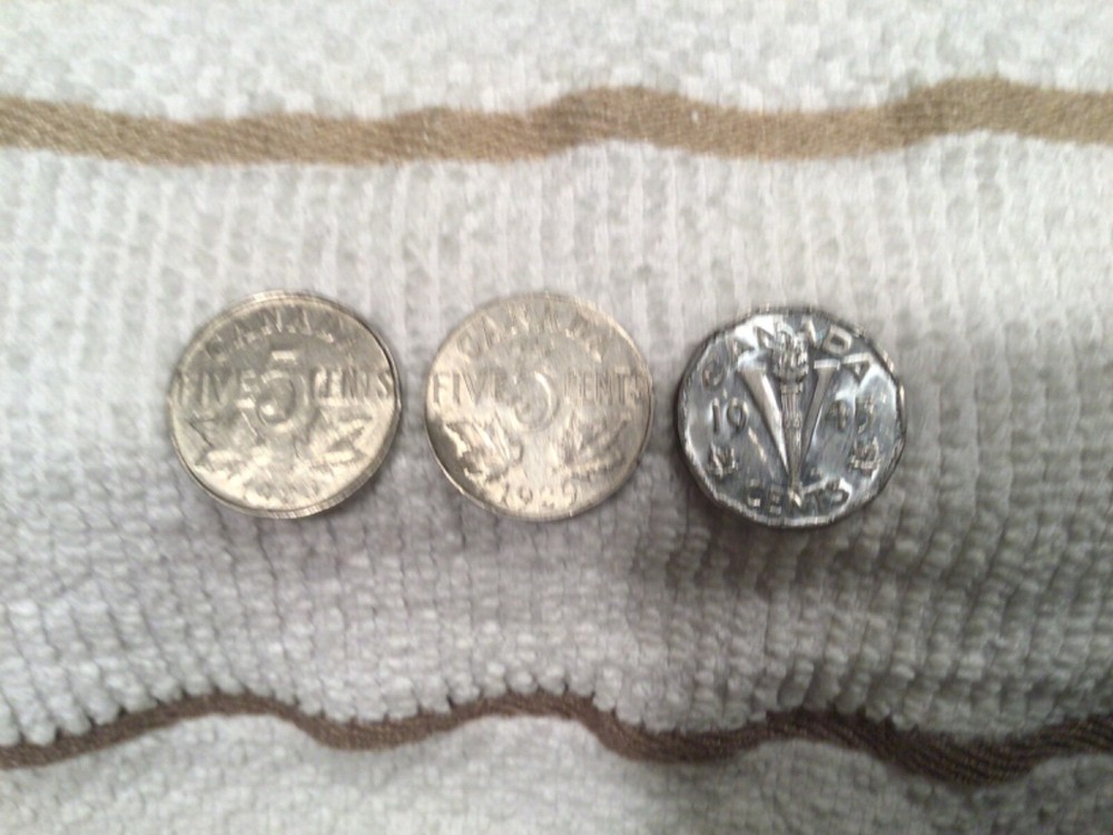 1923 1929 1945 Canada King George V Five Cent Coins