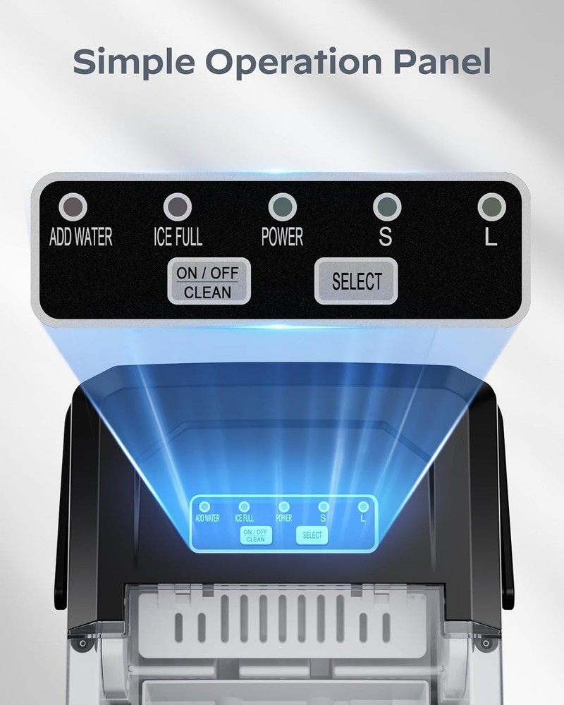 Portable Ice Maker Machine Countertop Fast Ice Maker 26lbs 24H Compact