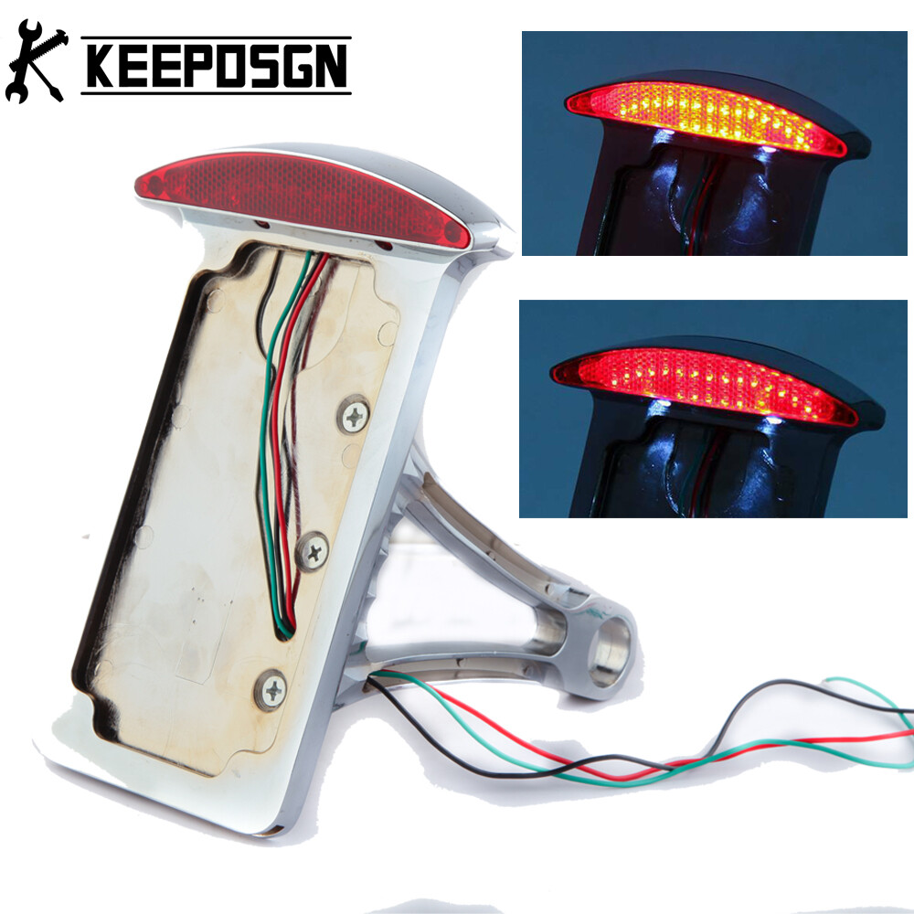 Motorcycle Side Mount License Plate Bracket Tail Light For Harley Bobber Chopper