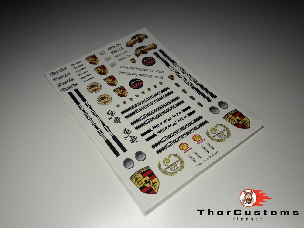 Porsche -  Water-Slide Decals clear 1/64 scale.