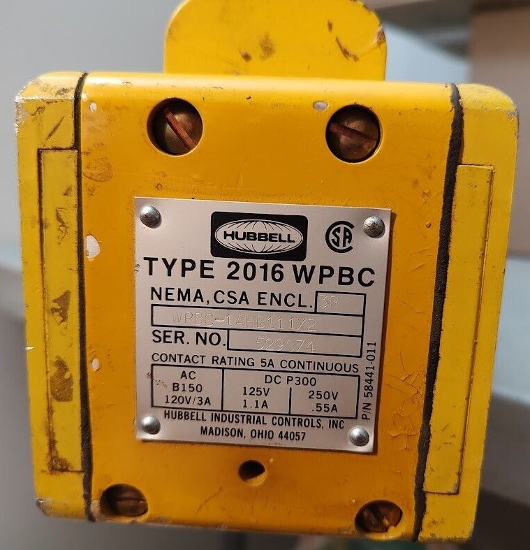 HUBBELL TYPE 2016WPBC CRANE CONTROL - NEMA, CSA ENCLOSURE 2016-WPBC
