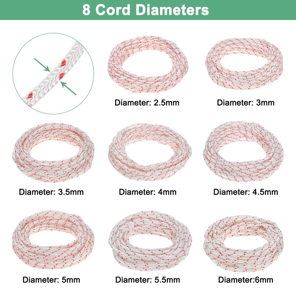 Recoil Starter Rope Pull Cord 4.5mm 10m for Mower [White Red]