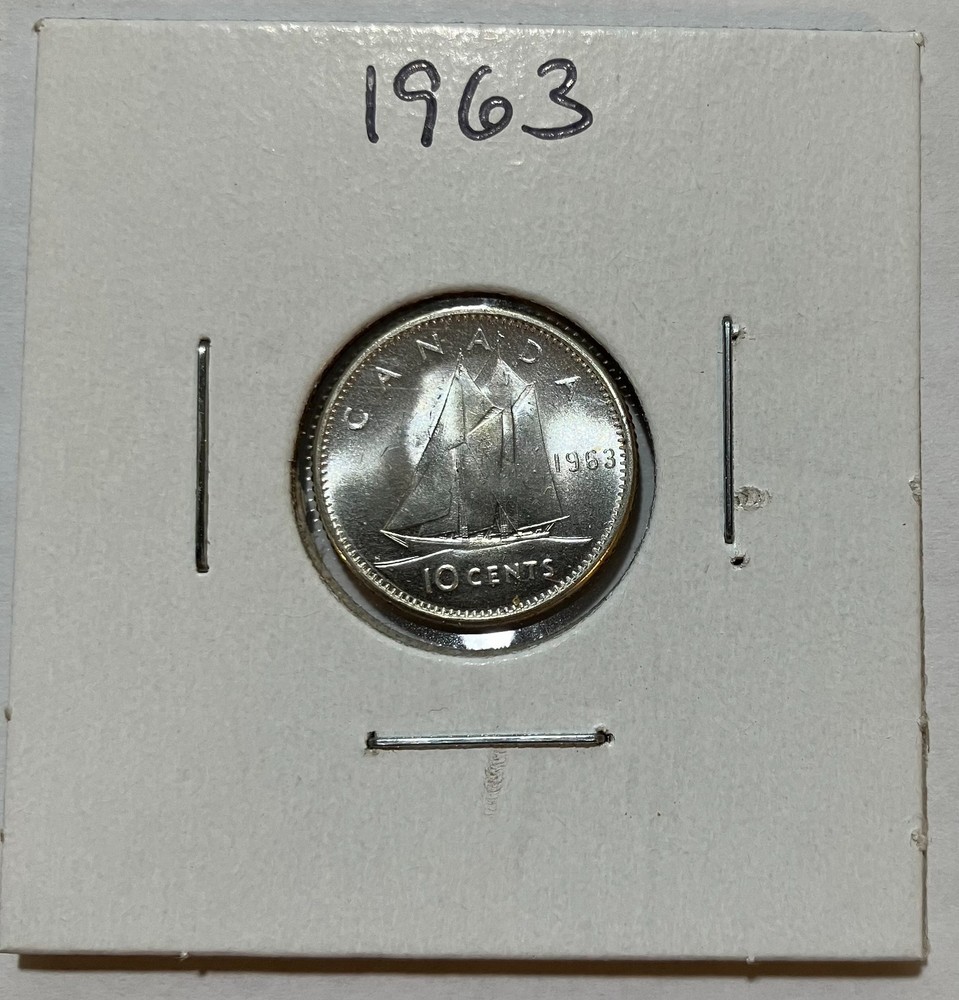 1963 Canada Silver 10 Cents -UNC