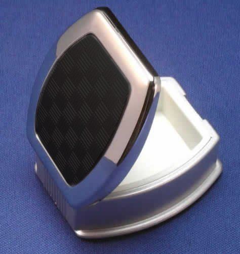 Speert Chrome Plated Pill Container Style 4009 Silver Black Checkered Gift Boxed