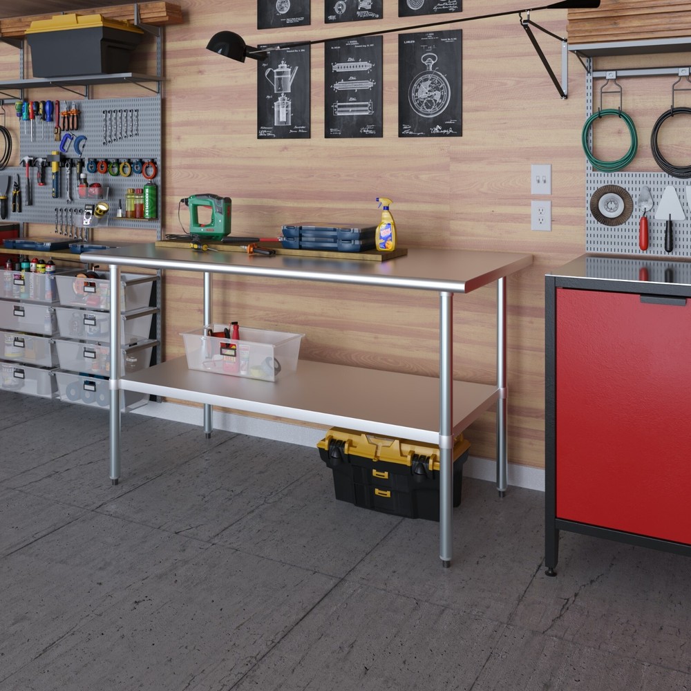30" X 60" Stainless Steel Work Table With Galvanized Undershelf