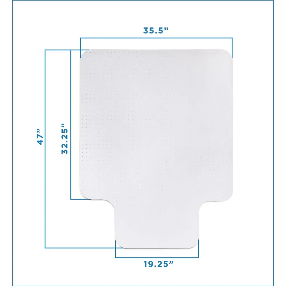 Mount-It! 35.5x47 Rectangular Studded Office Chair Mat for Carpet Clear PVC