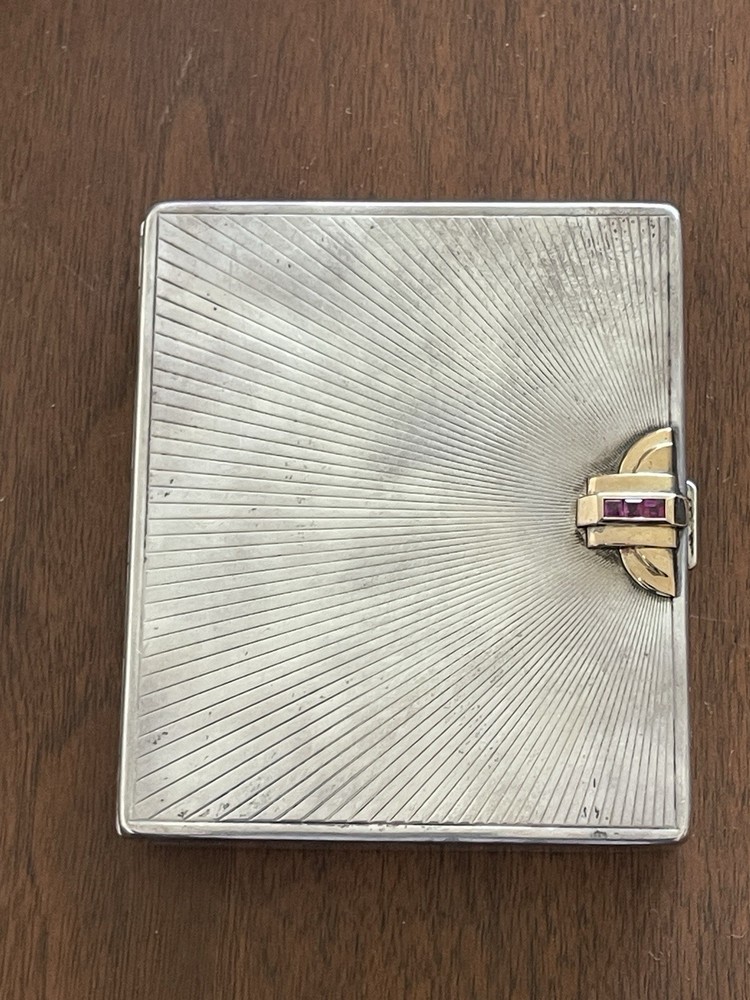 Vintage Tiffany Silver, Gold And Ruby Cigarette Case