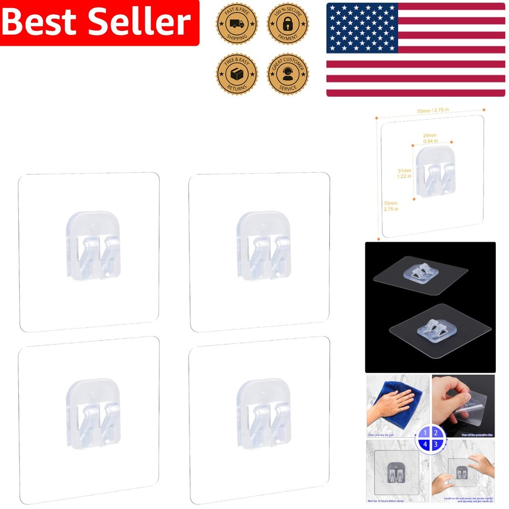 Easy Remove 4 Pack Shower Caddy Hooks - Durable Adhesive Wall Mount for Bathroom