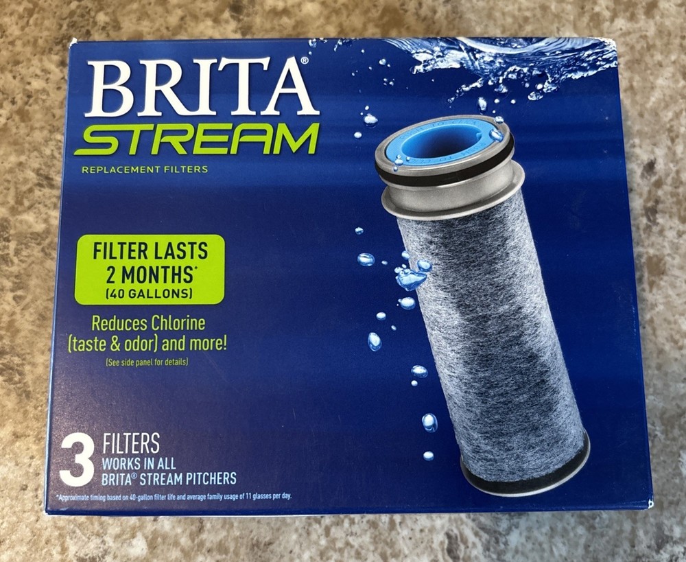 Brita Stream Pitcher Replacement Water Filter 3-Pack Unopened