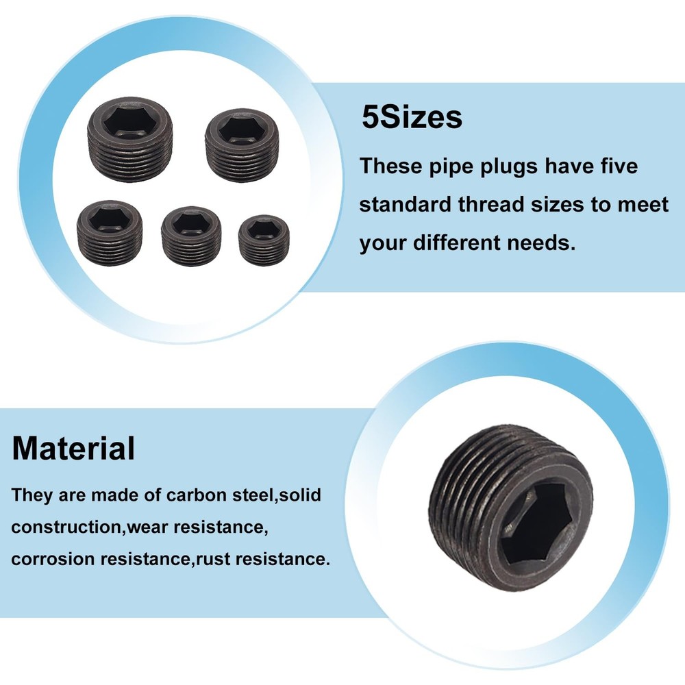 Hmknana 26PCS Black Pipe Plug Fitting Assortment Kit, Carbon 26PCS,