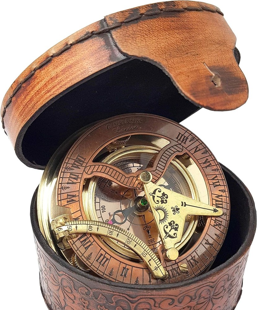 Brass & Copper Tabletop Sundial Compass==