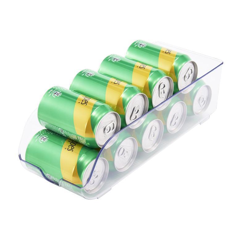 Clear Plastic Soda Can Dispenser Holds 9 Cans Refrigerator Organizer Easy Access