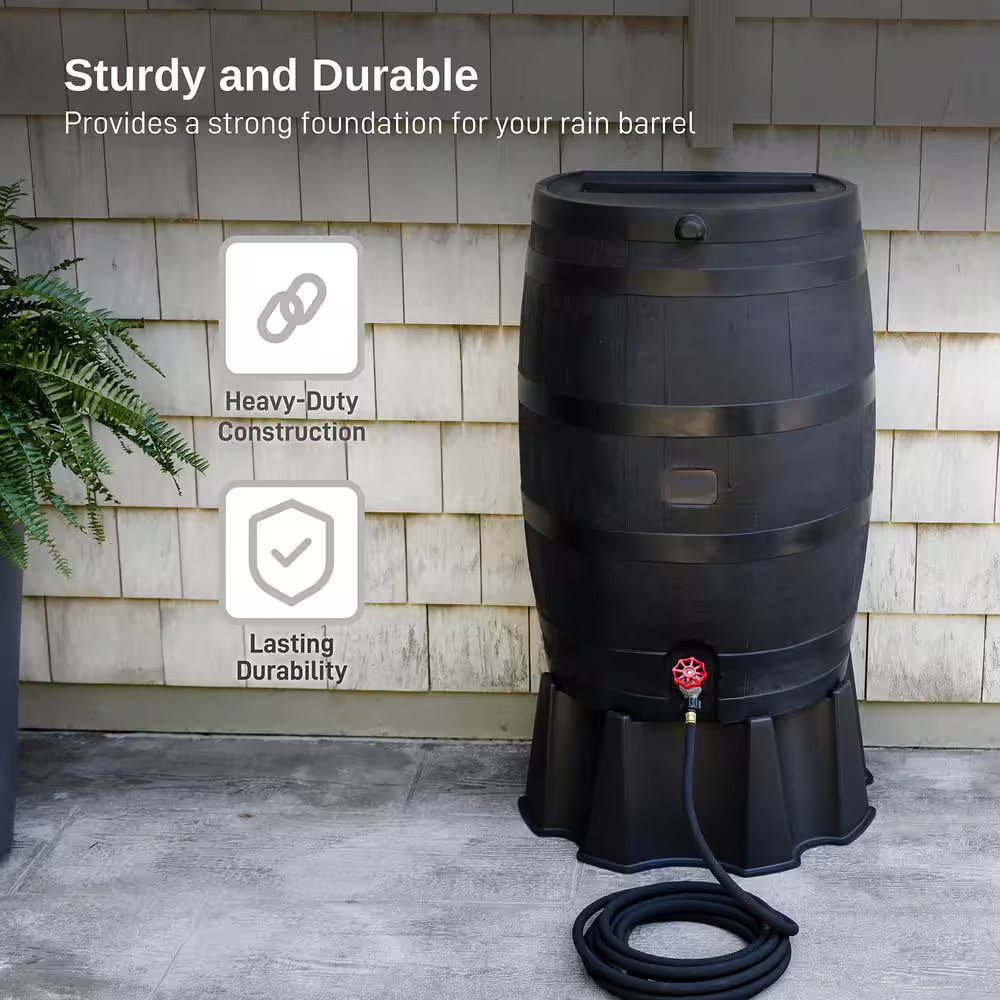 50 Gal. Rain Collection Accessory Barrel Black Stand