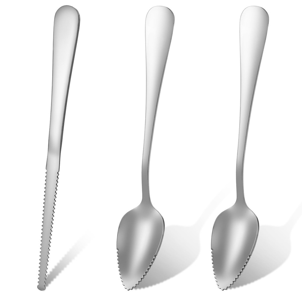 InnoHHustle Grapefruit Spoons 3 Set, 2 Stainless Steel Silver