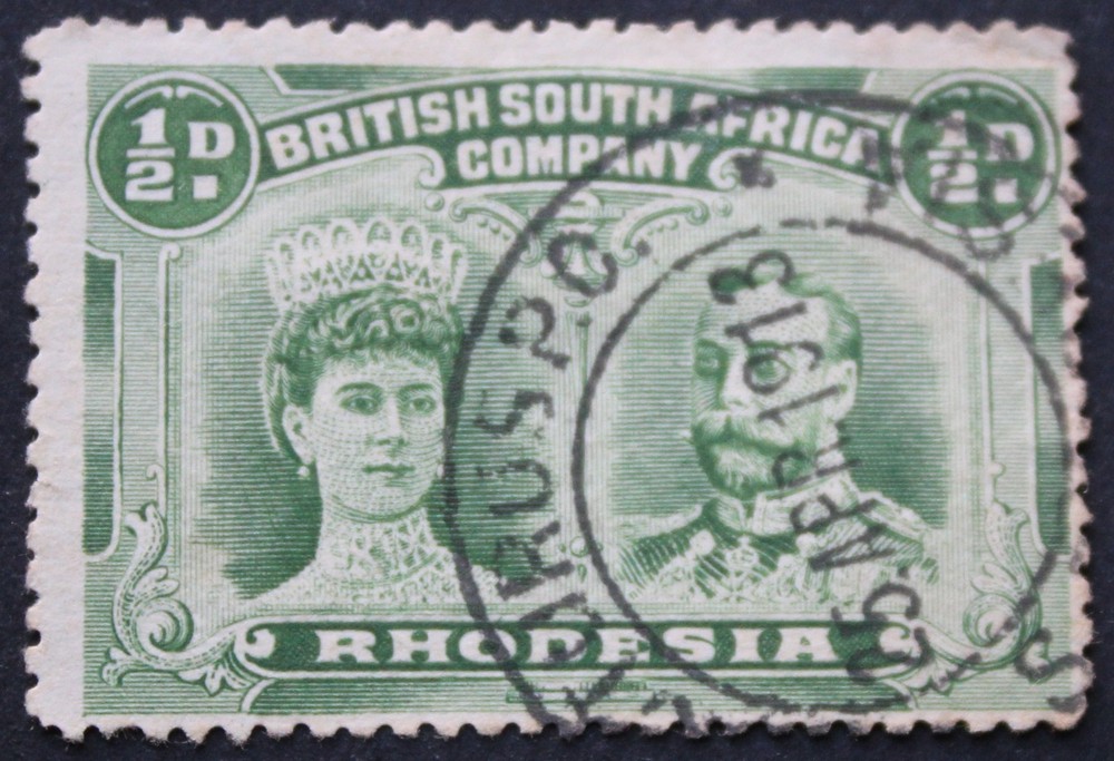 Rhodesia Double Head Halfpenny with ARCTURUS PO (DC) postmark