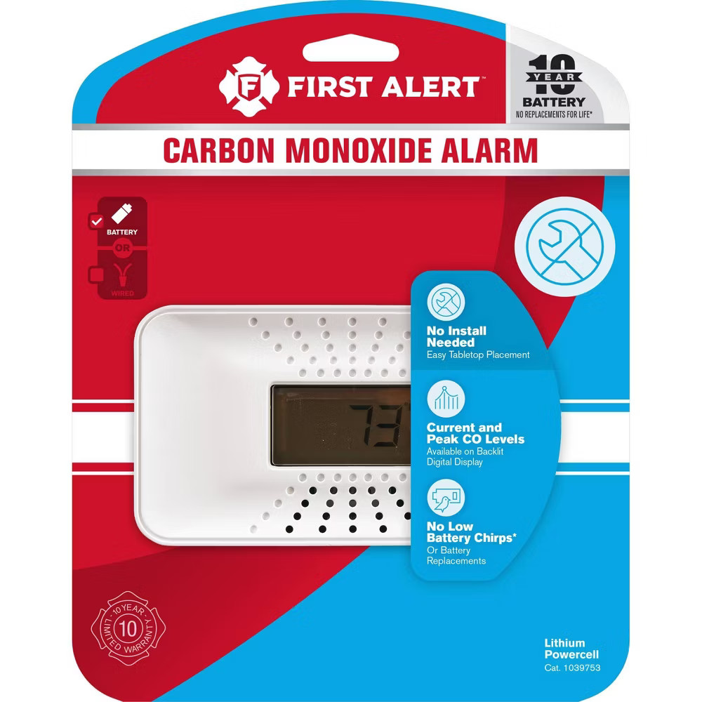 First Alert CO710 Carbon Monoxide Detector with Digital Temperature Display: