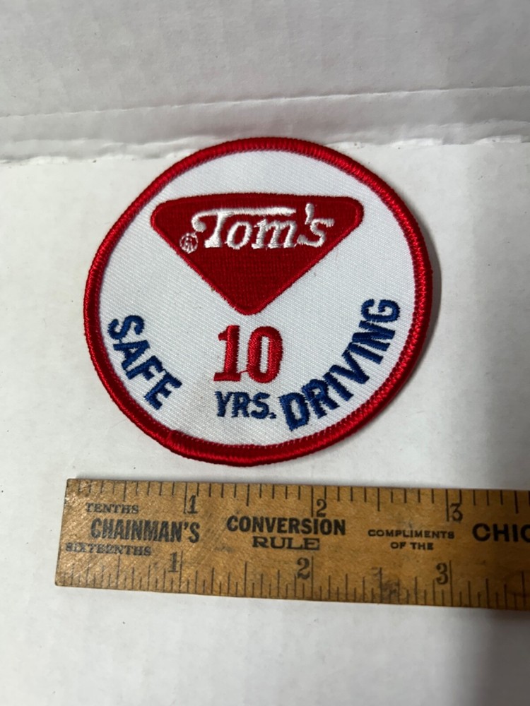 Vintage Tom’s Peanuts Cloth Patch Safe 10 YR. Driver