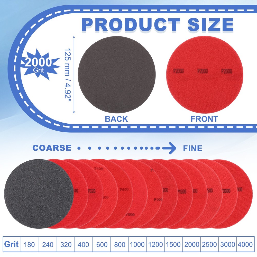 Bowling Ball Sanding Pads, 5" Hook & Loop Polishing Discs Grit 2000 3 Pack