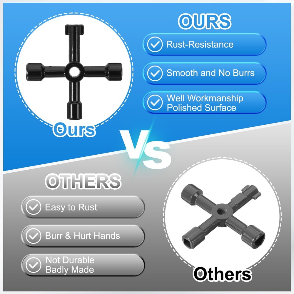 4-Way Multi-Functional Utility Key 2 Pack Universal Cross Key Stopcock Key 4 ...