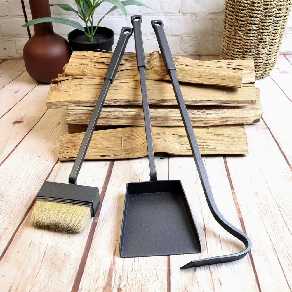 Fireplace Tool Set 4 Piece Iron Fire Tools Poker Shovel Brush Stand Hearth Set