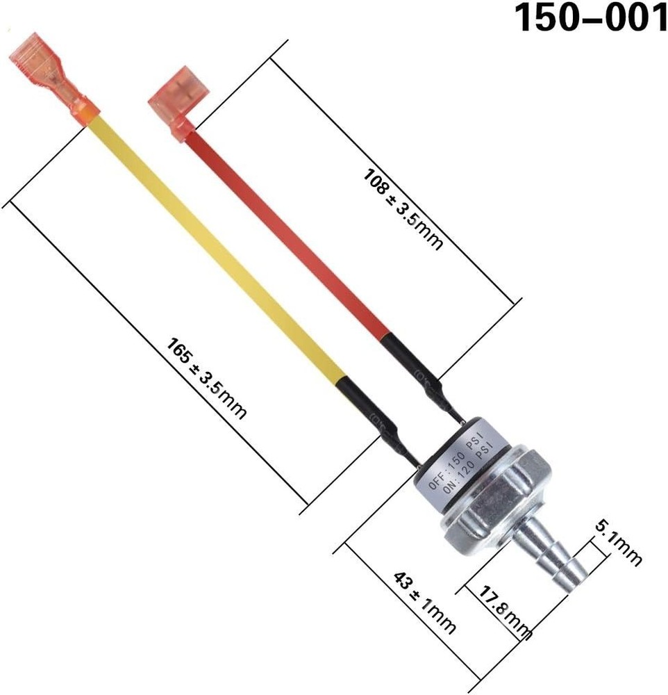 Certified Air Pressure Switch, 120V, 150 PSI Automatic Control System