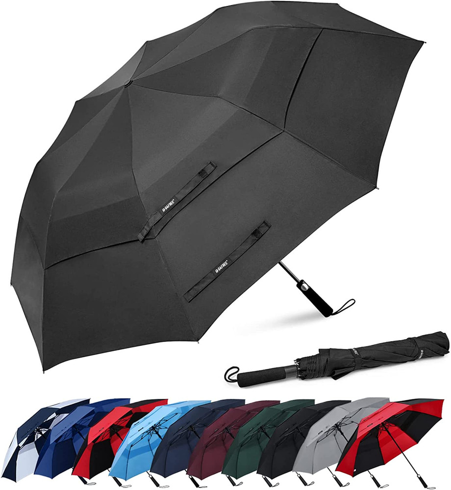 62 Inch Portable Golf Umbrella Large Oversize Double Canopy Vented Windproof Wat