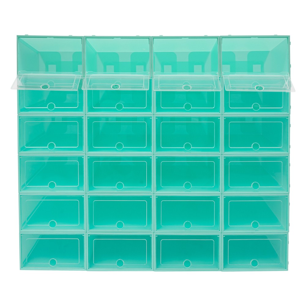 24 Pack Green Stackable Shoe Boxes Shoe Storage Box Shoe Storage Organizer