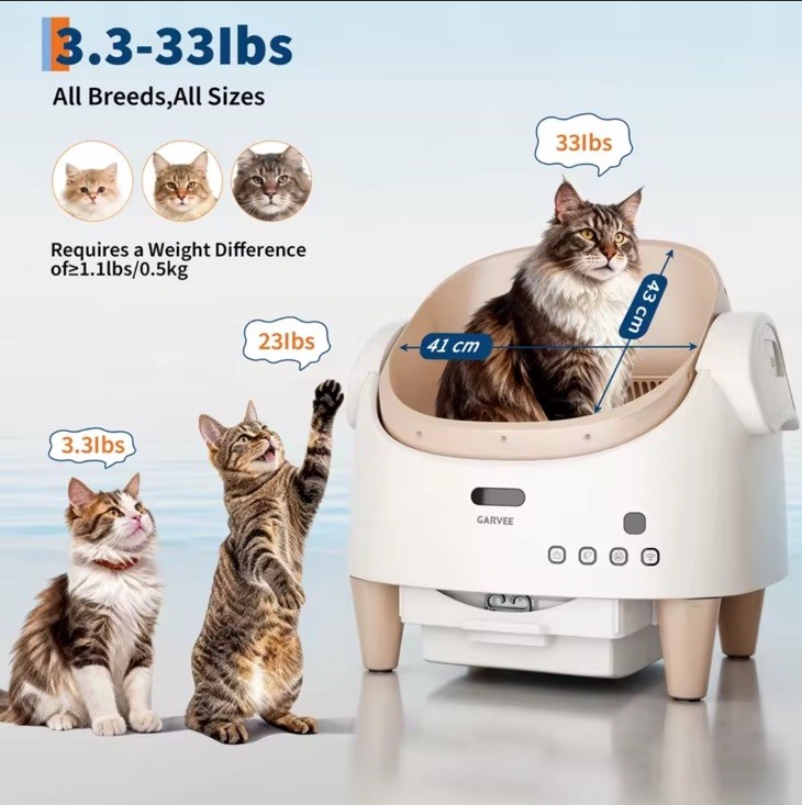 GARVEE Automatic Smart Self-Cleaning Cat Litter Box, App Control, Large Capacity