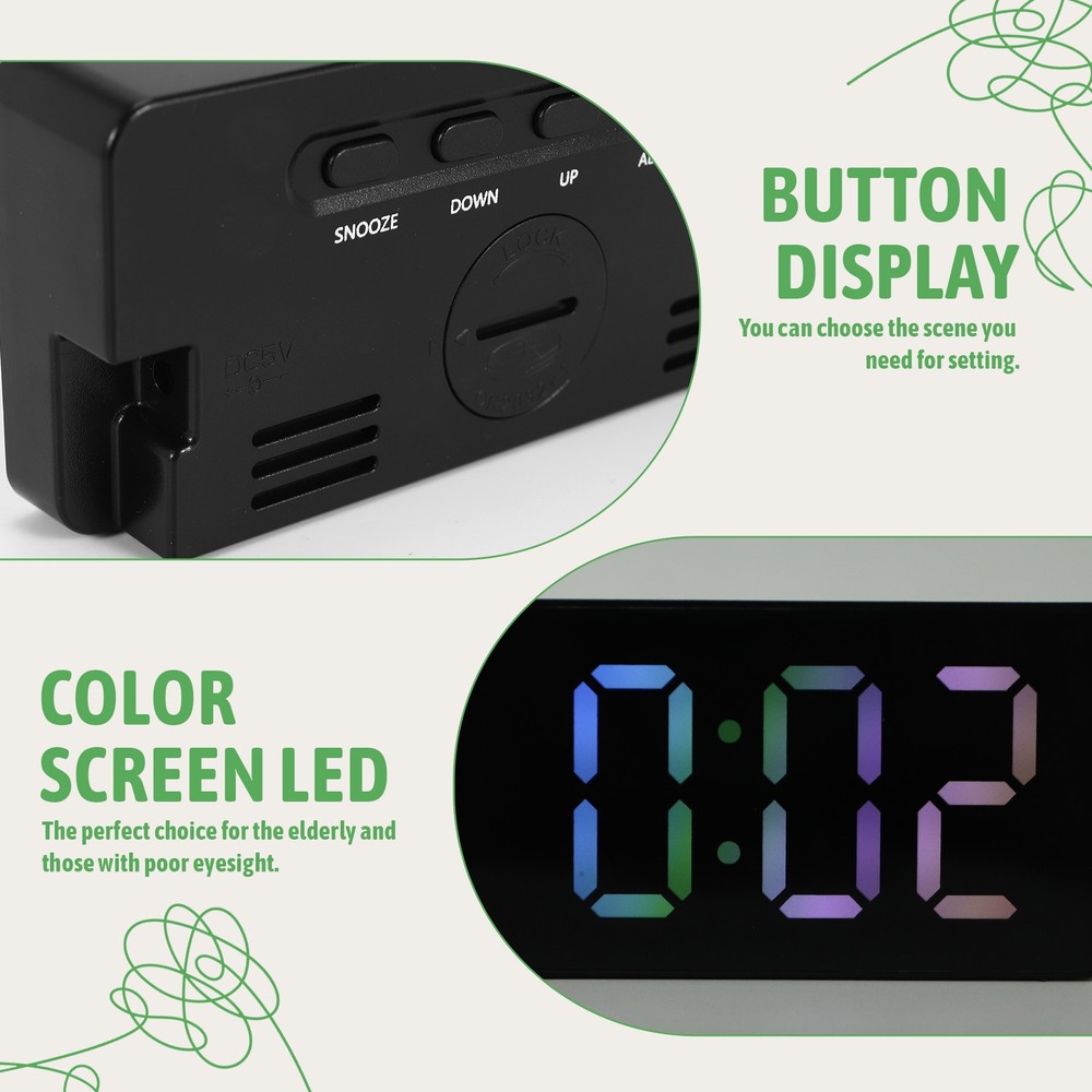 Colored LED Digital Alarm Clock,Snooze, Adjustable Volume, Easy Operation,9450