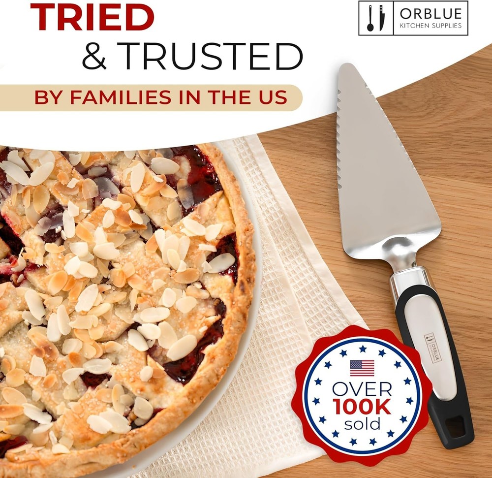 Pie Server, Essential Kitchen Tool, Serrated on Both Sides, Great for Right or L