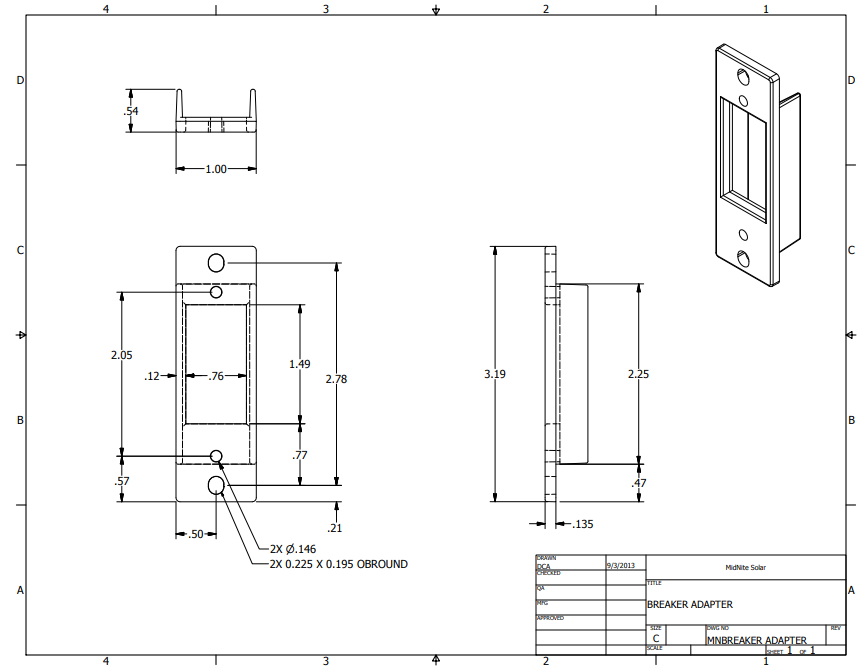Midnite Solar MNBREAKER ADAPTER - Adapter for Midnite Solar Breakers