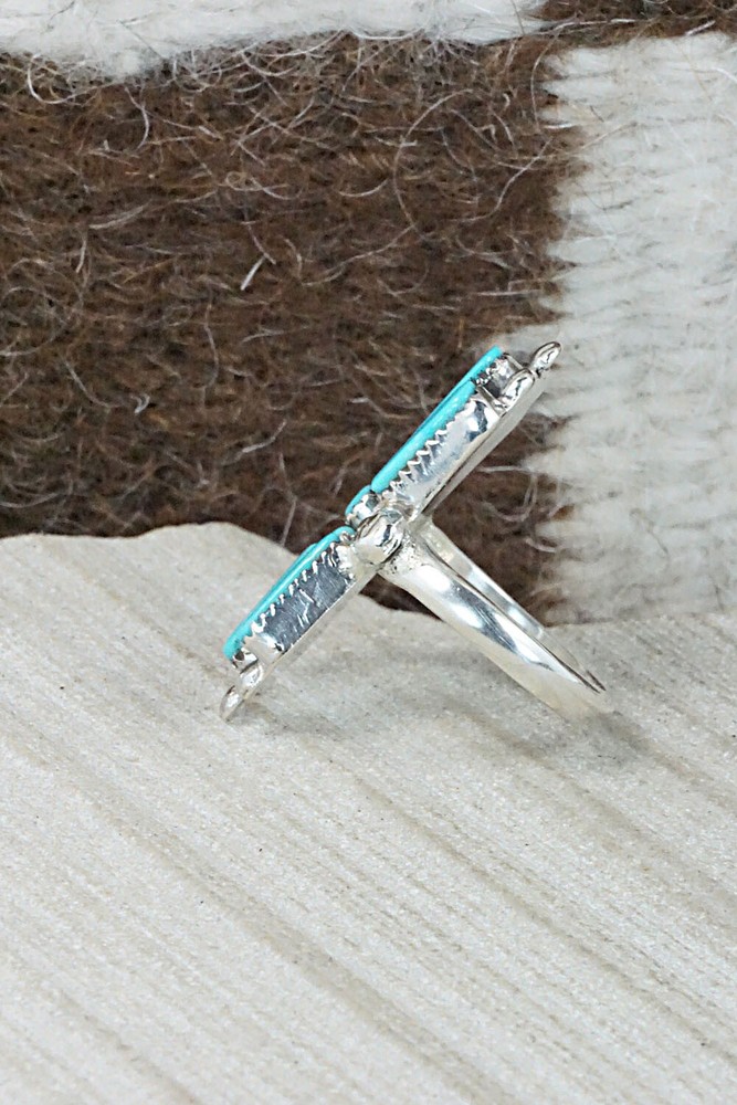 Turquoise & Sterling Silver Ring - Carlene Hattie - Size 5.5