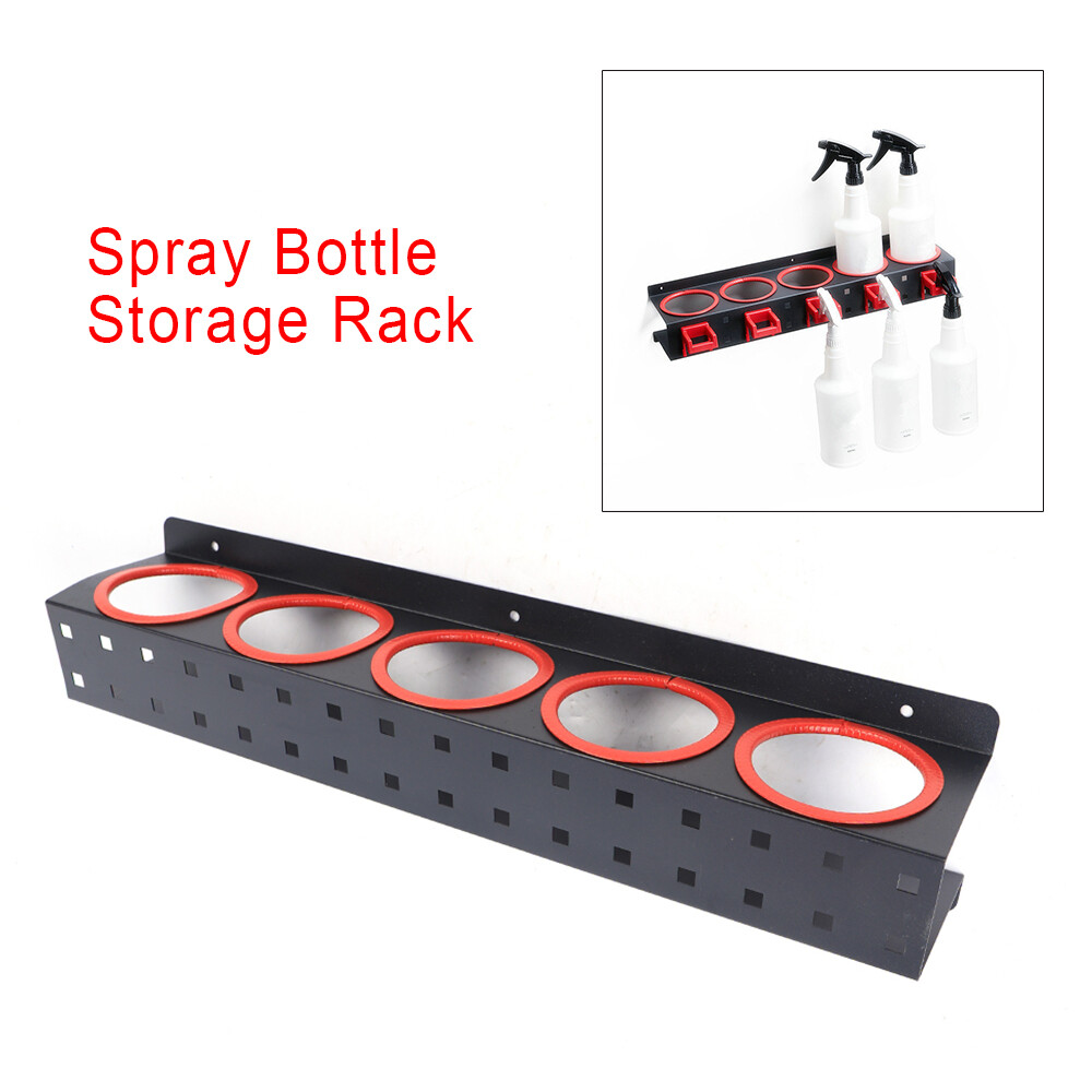 Spray Bottle Holder Aerosol Can Storage Rack Wall Mounted Van Garage 5 Hooks