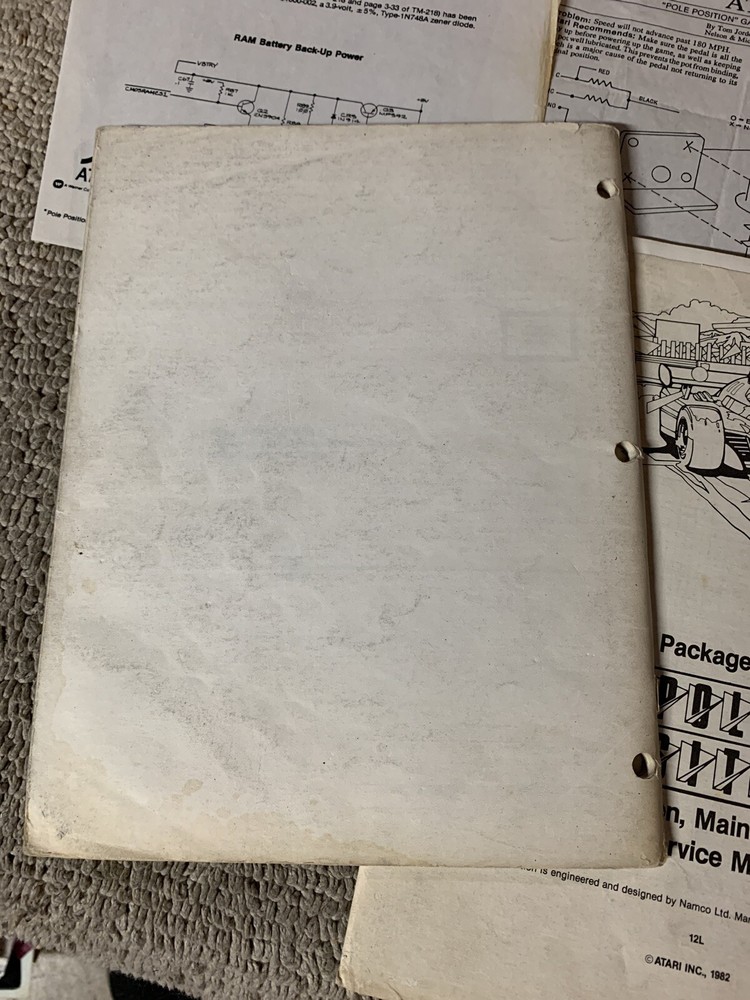 Missing cover 3rd printing POLE POSITION SET ATARI arcade game manual