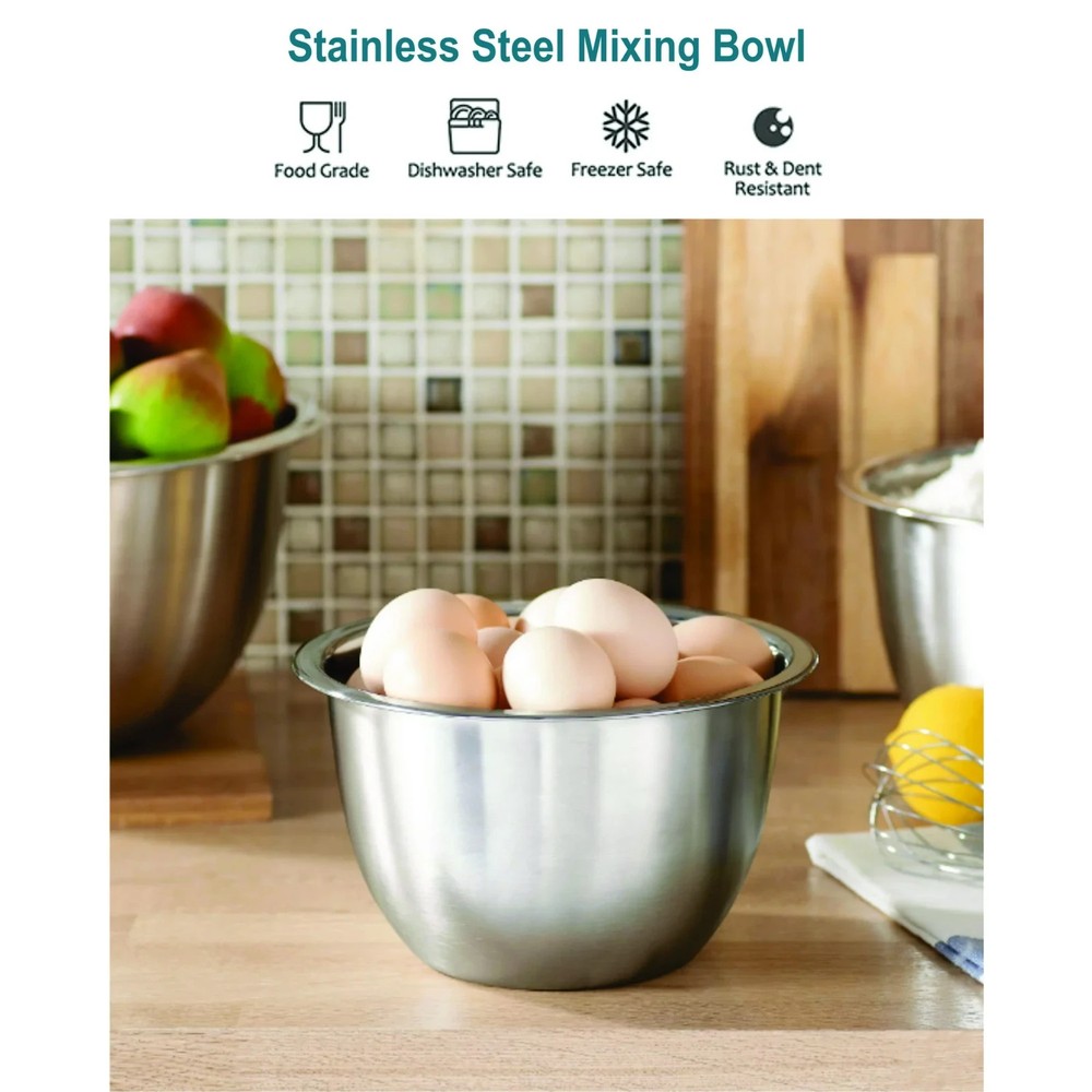 Mainstays SS 3QT Multi-Use Mixing Bowl for Prepping, Serving or Storage