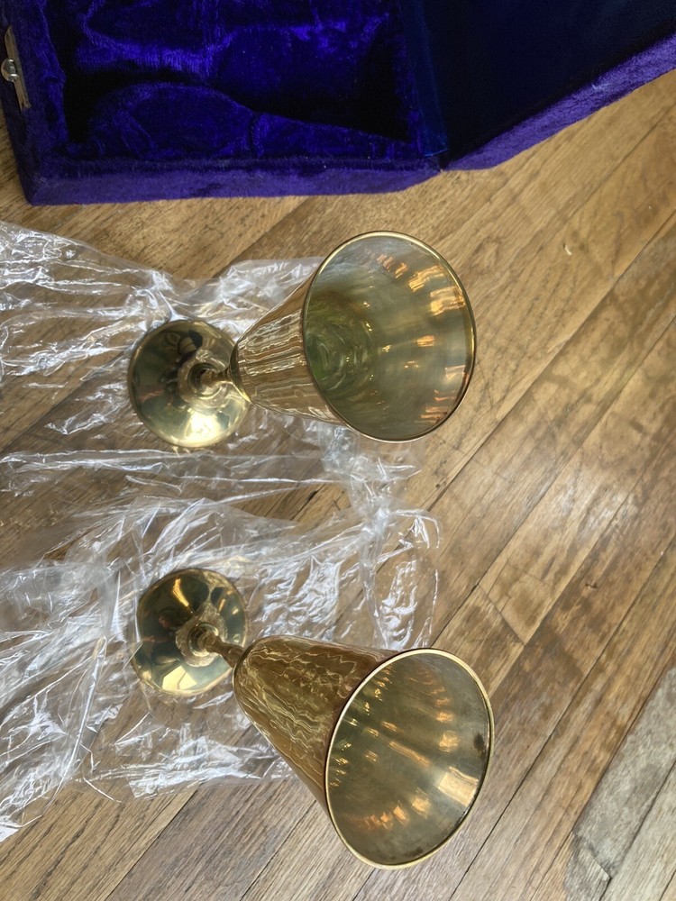 Vintage Brass Wine Goblets New