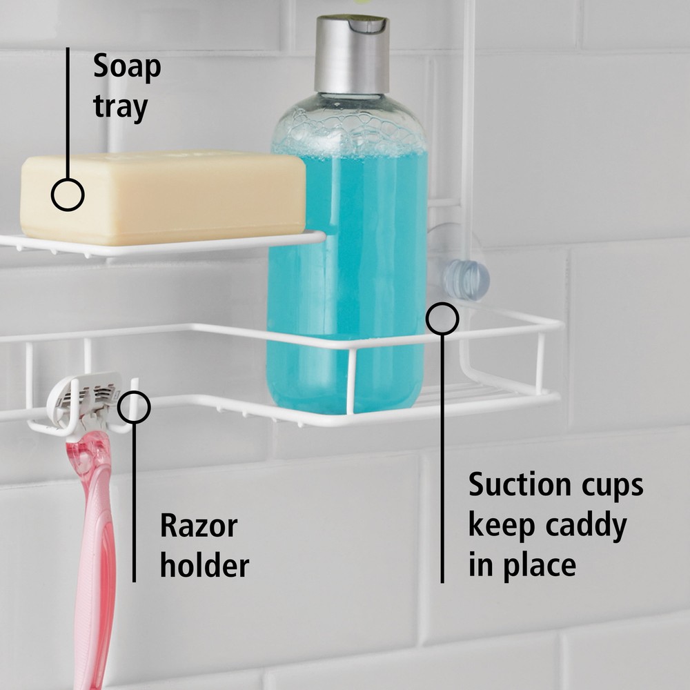 Basic Hanging with 2 Shelves and Soap Tray, White