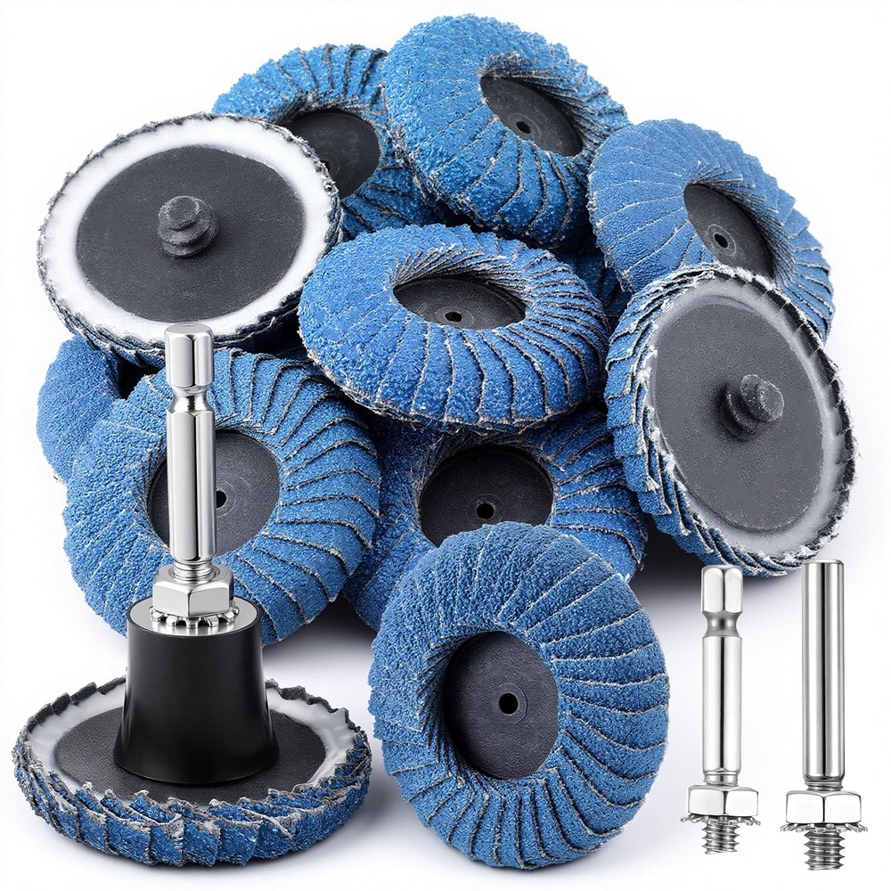 15PCS Die Grinder Sanding Disc 2 Inch Roll Lock Quickly Change Blue