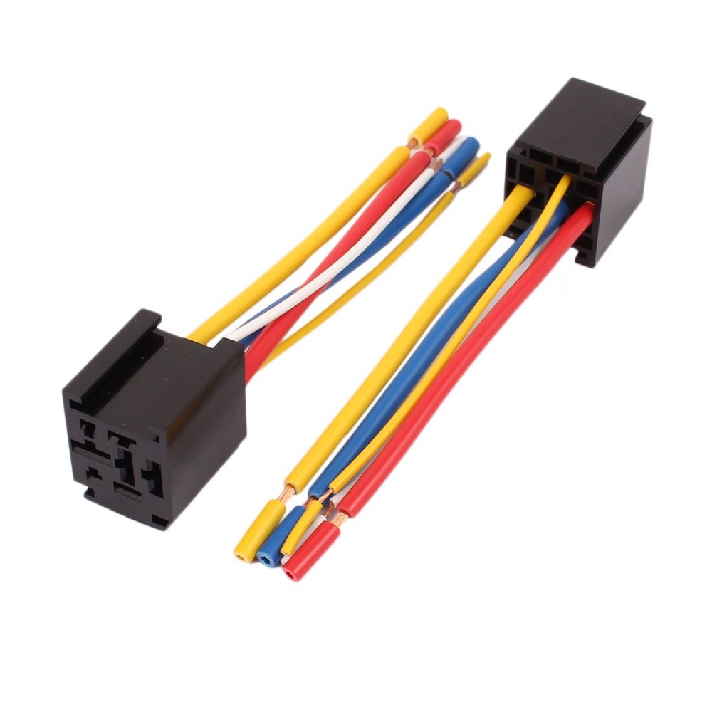 5Pack DC 12V/24V 80A 5-Pin Wire Cable Relay Socket Harness Connector