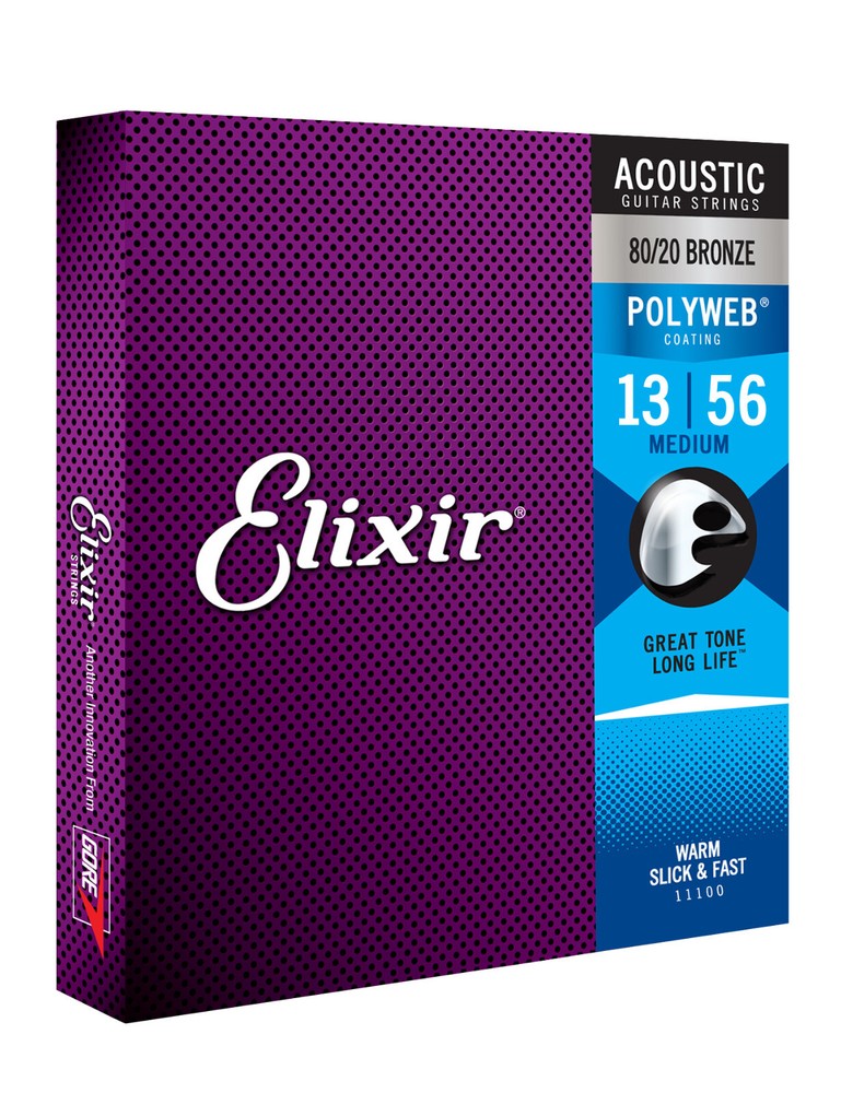 Elixir® Strings 11100 80/20 Bronze Acoustic Guitar Strings w POLYWEB® Coating