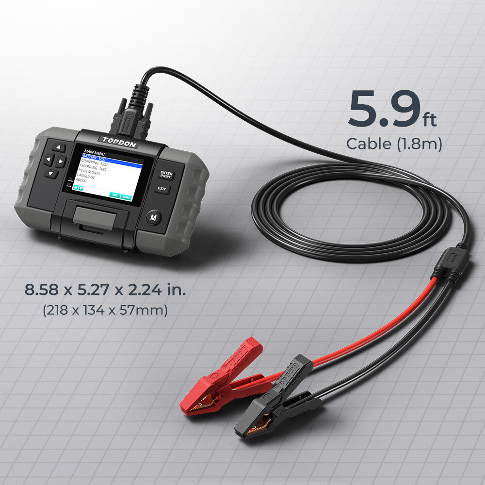 TOPDON BT600 Battery Tester Load Test Tool & Thermal Printer with Printer Paper