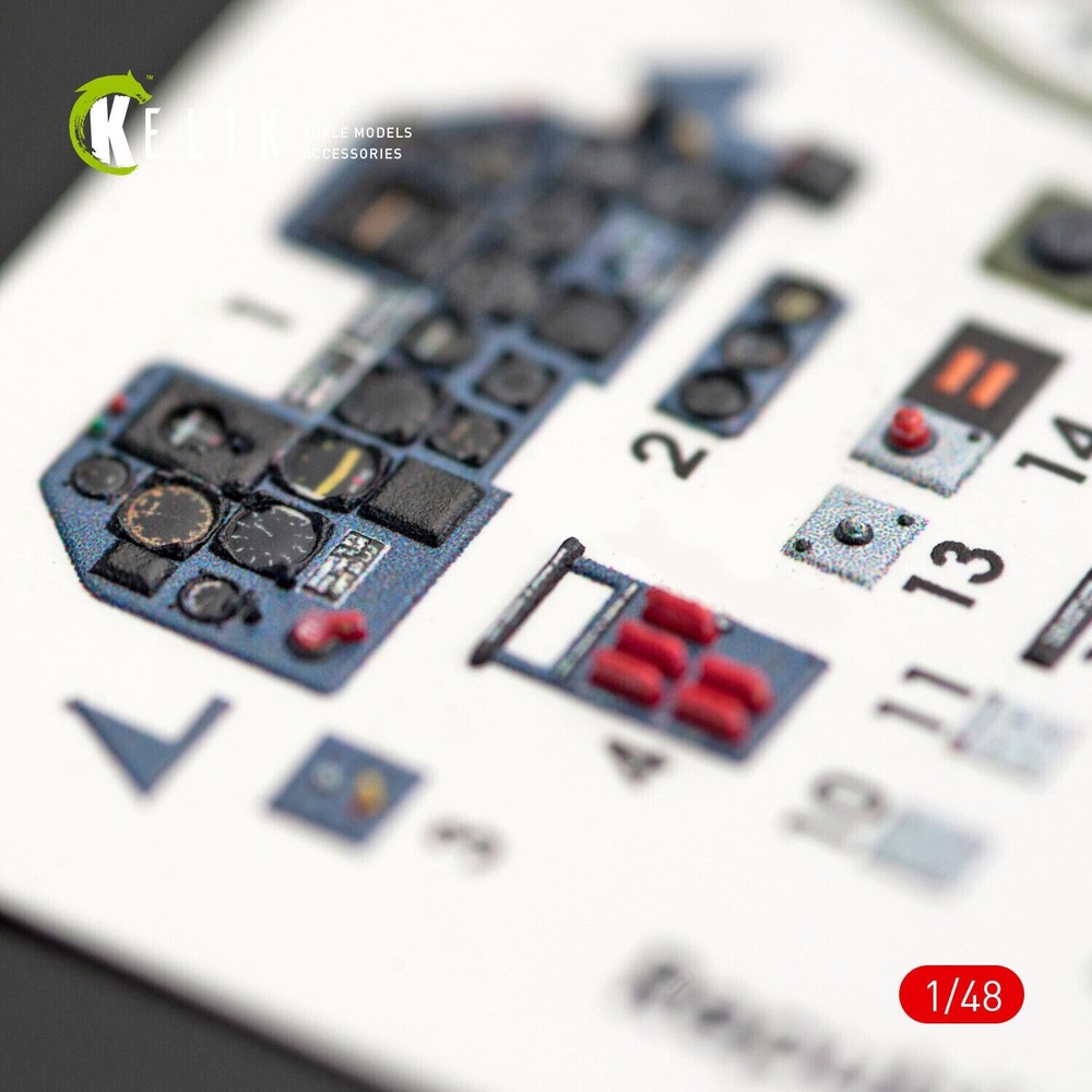 1/48 ResKit K48014 P-47M "Thunderbolt" interior 3D decals for Tamiya kit