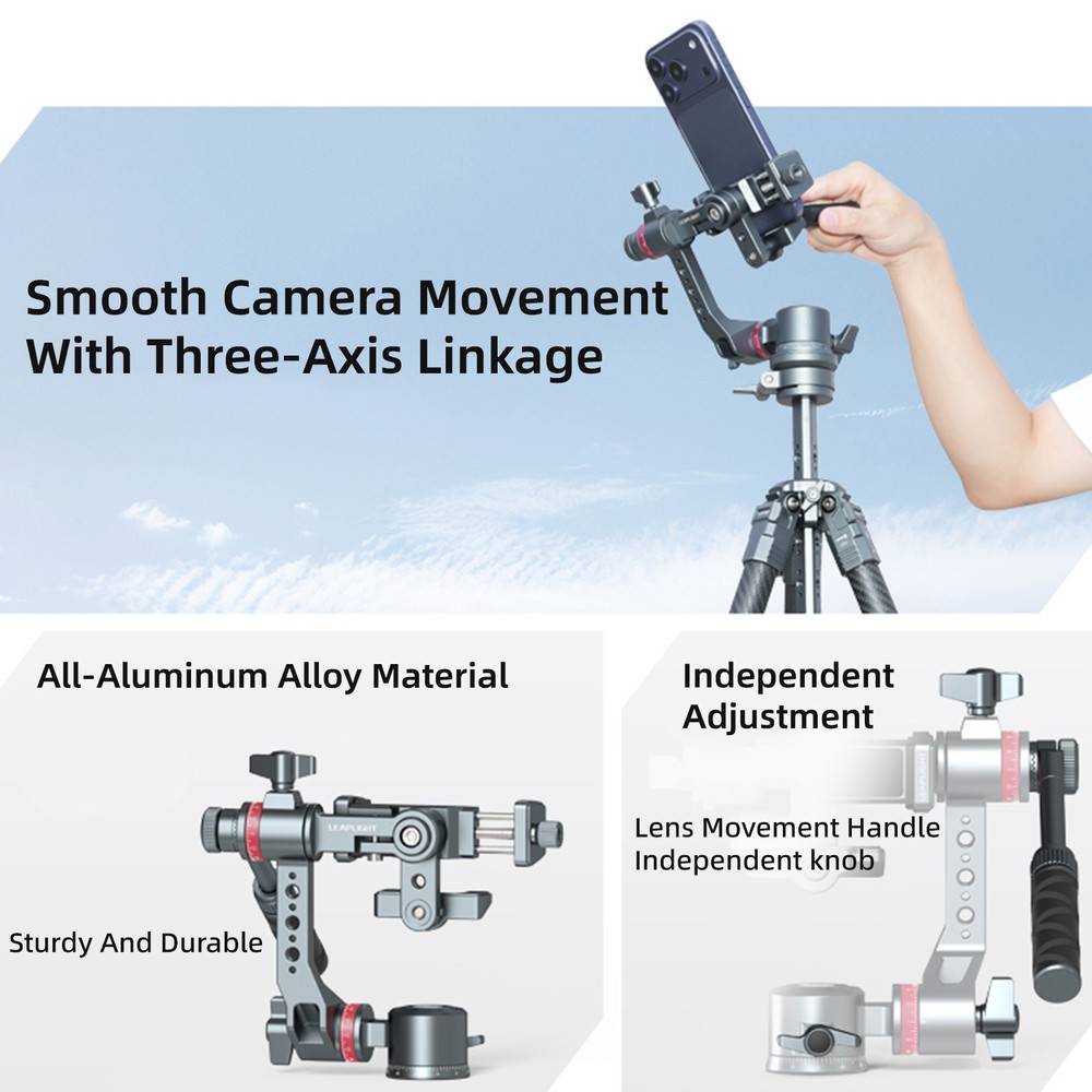 Gimbal Stabilizer Three-Axis Tripod Fluid Head Pan Tilt Quick Release Handle Cla