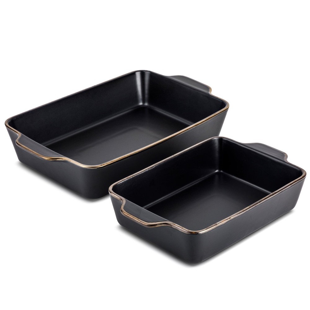 Stoneware Square & Rectangular Baker Blue Pattern 2-Piece Set