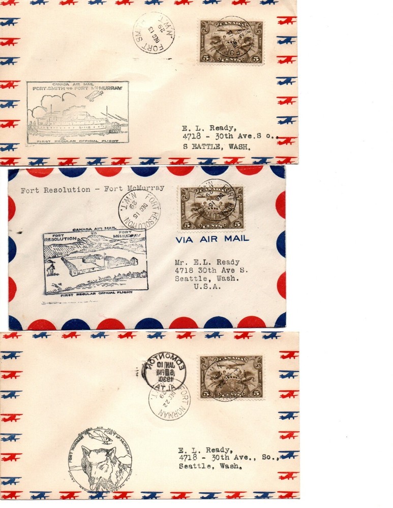 Canada Scott C1 on Flight Covers - Various locales
