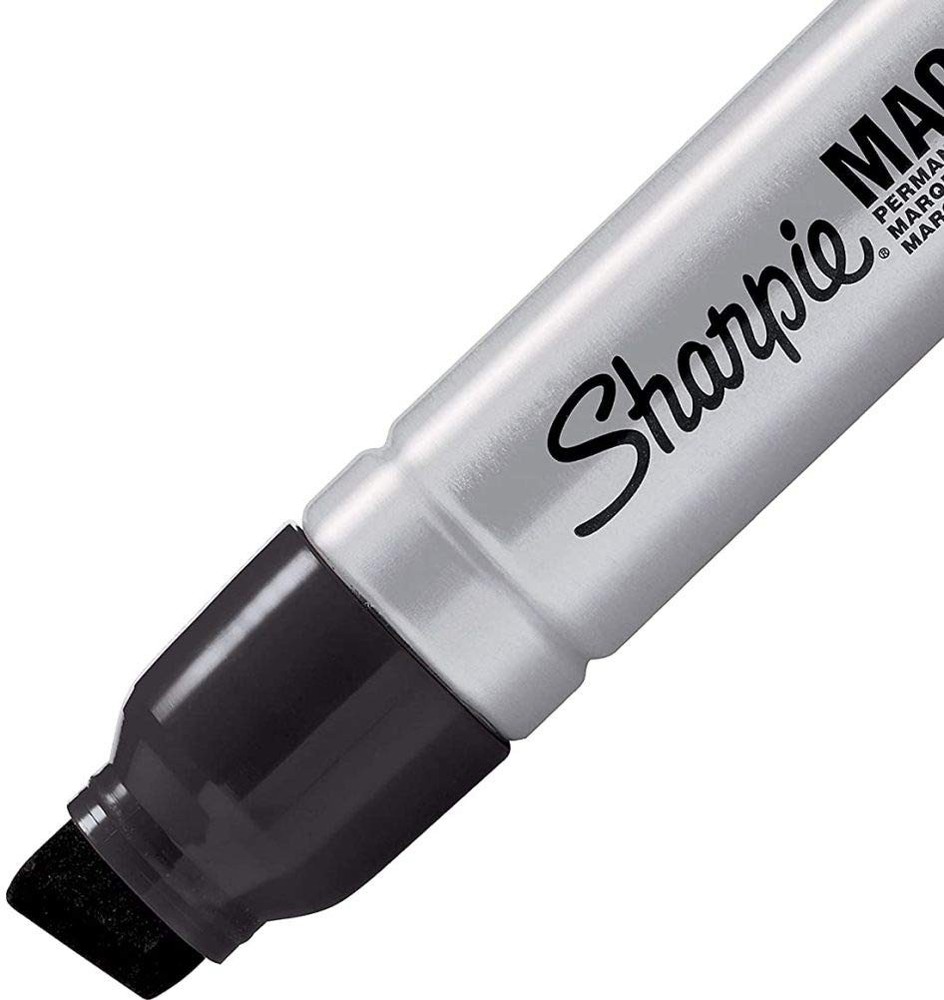 44001 Oversized Chisel Tip Extra Wide Magnum Permanent Marker (4 Pack), Black...