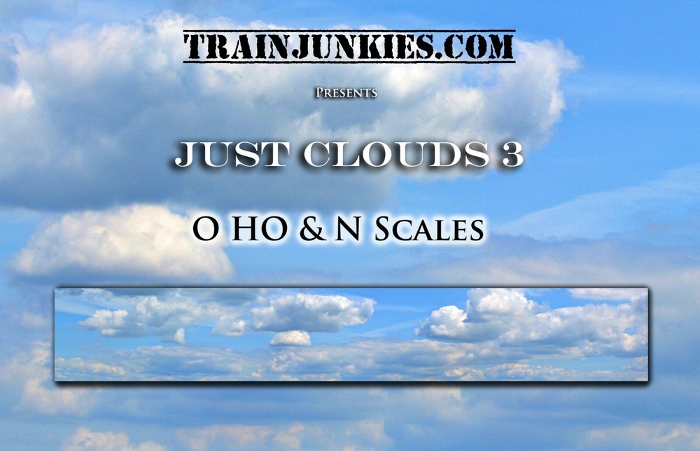 TrainJunkies Just Clouds 3 Model Railroad Backdrop